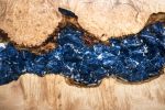 Maple Burl Sodalite Mineral Resin River Coffee Table, 31x24" | Tables by Lumberlust Designs. Item composed of maple wood