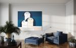 L’Art de L’Équilibre — Minimalist Figurative Painting | Oil And Acrylic Painting in Paintings by Hildegarde Handsaeme. Item composed of wood & canvas compatible with minimalism and contemporary style