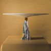 "Libra" centerpiece in gray, yellow and white marble | Serving Stand in Serveware by Carcino Design. Item composed of marble in minimalism or contemporary style