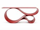 Whorl Console In Red Powered Coated Aluminum by Neal Aronowi | Console Table in Tables by Neal Aronowitz. Item composed of aluminum compatible with boho and minimalism style