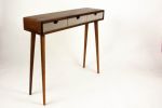 Solid Black Walnut Mid Century Modern Console, TV Stand | Desk in Tables by Curly Woods. Item made of oak wood with concrete works with mid century modern style