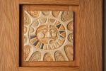 Mayan Sun Ceramic Wall Art | Wall Sculpture in Wall Hangings by Clare and Romy Studio. Item composed of ceramic in boho or mid century modern style