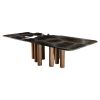 023 Dining Table, Turtle Quartzite Top with Solid Oak Cylind | Tables by Aeterna Furniture. Item composed of oak wood & marble