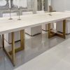 Cashmere White Brass Trio Table | Dining Table in Tables by YJ Interiors. Item composed of oak wood and brass in contemporary or eclectic & maximalism style
