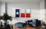 Flags TX Triptych F4872 B | Mixed Media in Paintings by Michael Denny Art, LLC. Item composed of bamboo & cotton compatible with minimalism and contemporary style