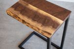 Live-edge walnut C-table | End Table in Tables by Hazel Oak Farms. Item made of walnut with steel works with minimalism & mid century modern style