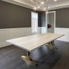 Cashmere White Thea Table | Dining Table in Tables by YJ Interiors. Item made of wood & brass compatible with mid century modern and contemporary style