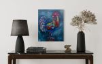 Original Rooster Painting | Decorative Objects by Emily Newman Fine Art. Item made of canvas works with country & farmhouse & eclectic & maximalism style