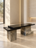 Offset Black Porcelain & Rhino Quartzite Coffee Table | Tables by Wasel Collection By Obsidian. Item composed of stone in contemporary or modern style