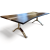 Frosted river resin epoxy wishbone table | Dining Table in Tables by YJ Interiors. Item made of walnut & metal compatible with mid century modern and contemporary style