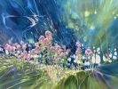 One Enchanted Summer is a semi-abstract summer landscape | Oil And Acrylic Painting in Paintings by Gill Bustamante. Item made of canvas works with boho & contemporary style