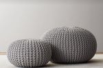 Macrame cord Crochet Stuffed Pouffe, Ottoman Pouf, Bean Bag, | Pillows by Magdyss Home Decor. Item made of cotton