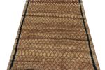 Vintage Gabbeh Tribal Rug in Beige-Brown with Red Lattice | Area Rug in Rugs by Rug and Kilim