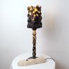 Torch Lighting — Reclaimed Wood & Limestone Lamp | Table Lamp in Lamps by Gabor Gobi. Item composed of wood and stone