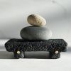 Medium Shelf Riser in Black Concrete with Brass Rivets | Decorative Tray in Decorative Objects by Carolyn Powers Designs. Item composed of brass and concrete in minimalism or contemporary style