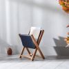 Newspaper Holder, Leather&Wood Storage,  Navy Blue | Storage Stand in Storage by Halohope Design. Item composed of wood and leather in minimalism or modern style