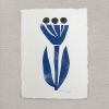 Blue Dahlia, Linocut, Ink on paper | Drawings by Llinella. Item composed of paper in mid century modern or contemporary style