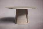 Travertine Round Dining Table | Tables by HamamDecor LLC. Item composed of marble in mediterranean or modern style
