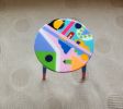 Round Colorful Eclectic Resin Side Coffee Table | Tables by Epoxy Coffee Table Shop. Item composed of wood in boho or contemporary style