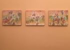 Hummingbird and Flowers Triptych | Mixed Media by Ann Holsberry. Item composed of synthetic