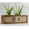 Wooden Planter Box with Mexican Tiles, Indoor and Outdoor | Vases & Vessels by Halohope Design. Item made of wood