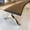 Frosted river resin epoxy wishbone table | Dining Table in Tables by YJ Interiors. Item made of walnut & metal compatible with mid century modern and contemporary style