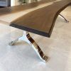 Frosted river resin epoxy wishbone table | Dining Table in Tables by YJ Interiors. Item made of walnut & metal compatible with mid century modern and contemporary style
