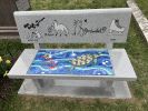 Memorial Bench - Mosaic Insert | Public Mosaics by Gila Mosaics Studio | Congressional Cemetery in Washington. Item made of stone with glass