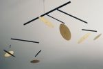 Golden Planets Kinetic Sculpture | Wall Sculpture in Wall Hangings by Eli Altanova. Item composed of wood and brass
