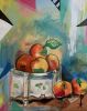 Peaches | Mixed Media by By Amelie Art. Item made of canvas