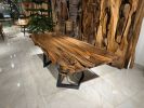 Custom Live Edge Epoxy Dine Table, Kitchen Table | Dining Table in Tables by Gül Natural Furniture. Item composed of walnut & metal compatible with minimalism and contemporary style