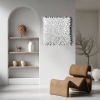 White spikes clay wall sculpture on a 20" square canvas, abs | Sculptures by Natasha Kanevski. Item made of canvas & ceramic compatible with contemporary style