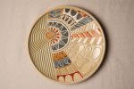 Solstice 15" Handcarved Stoneware Art Platter | Wall Sculpture in Wall Hangings by Clare and Romy Studio. Item composed of stoneware in boho or mid century modern style