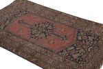Antique Hamadan Rug in Blue and Red with Geometric Medallion | Area Rug in Rugs by Rug and Kilim