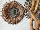 Raffia Mirror, Single Round Raffia Mirror, Boho Mirror, Wall | Decorative Objects by Magdyss Home Decor. Item composed of bamboo & cotton compatible with boho and contemporary style