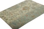 Rug & Kilim’s Oushak Rug in Blue and Cream with Floral | Area Rug in Rugs by Rug and Kilim