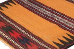 Vintage Afghan Kilim in Gold with Stripes & Geometric | Area Rug in Rugs by Rug and Kilim. Item made of wool