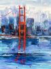 San Francisco Across The Bay | Oil And Acrylic Painting in Paintings by Lisa Elley ART. Item composed of canvas & synthetic