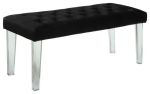 Bench with clear acrylic legs | Benches & Ottomans by PlasticMart. Item made of fabric compatible with minimalism and mid century modern style