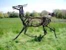 Wolves and Deer | Public Sculptures by Wendy Klemperer Art Inc | Coastal Maine Botanical Gardens in Boothbay. Item composed of steel