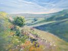 The Devil’s Dyke, is a large joyful semi-abstract landscape | Oil And Acrylic Painting in Paintings by Gill Bustamante. Item made of canvas works with contemporary & country & farmhouse style