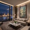 Hand-Painted Silk Moonlight River Landscape Scroll Wall Art | Oil And Acrylic Painting in Paintings by Dynasty Artisan. Item made of wood & fabric compatible with contemporary and eclectic & maximalism style