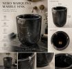 Nero Marquina Marble Vessel Sink – Hand Carved Black Marble | Water Fixtures by AEGEAN MARBLE ARTISAN ATELIER ünÖç iç. Item made of marble works with minimalism & contemporary style