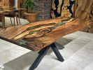 Dark Walnut Epoxy Resin Dining Table | Tables by Gül Natural Furniture. Item composed of wood compatible with minimalism and country & farmhouse style