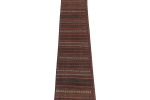 Vintage Persian Kilim Runner in Aubergine with Red Stripes | Area Rug in Rugs by Rug and Kilim
