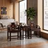 Imperial Black-Gold Ming Taishi Armchair & Tea Table 3PC Set | Chairs by Dynasty Artisan. Item made of wood compatible with contemporary and eclectic & maximalism style
