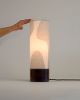 Modern Table Lamp | Lamps by La Loupe. Item composed of walnut and linen in mid century modern or modern style
