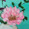 Big Pink Flowers | Mixed Media in Paintings by Nicole Simms. Item composed of wood compatible with contemporary and eclectic & maximalism style