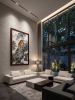 Hand-Painted Silk Tiger Mountain Landscape Wall Art | Oil And Acrylic Painting in Paintings by Dynasty Artisan. Item composed of wood and fabric in contemporary or eclectic & maximalism style