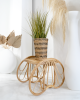 Handmade 11" Round Rattan Striped Basket | Storage Basket in Storage by Amara. Item made of wood compatible with boho and contemporary style